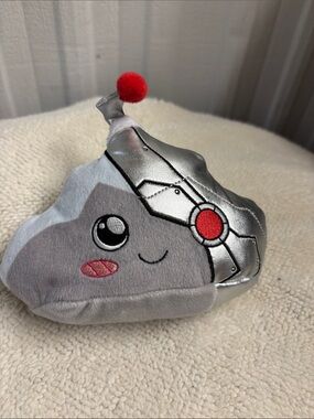 Rocky Silver and Gray Robot Rock Plush with Red Accent